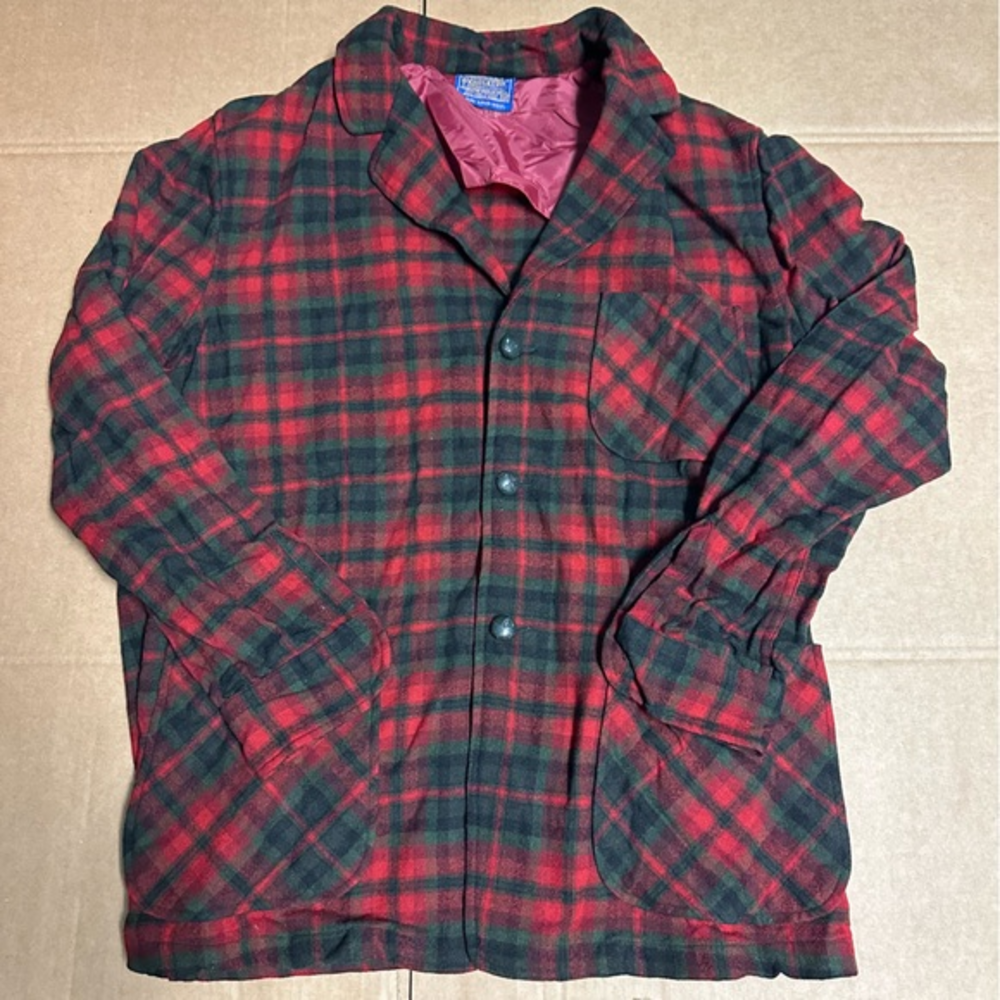 Pendleton Pure Virgin Wool Shirt Men Medium Long Sleeve Red Plaid 3 Button Up